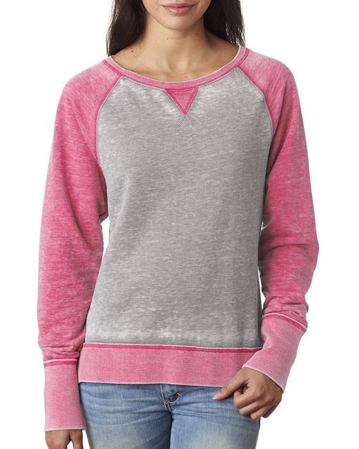 JA8927 J America Ladies' Zen Contrast Crew