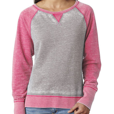 JA8927 J America Ladies' Zen Contrast Crew