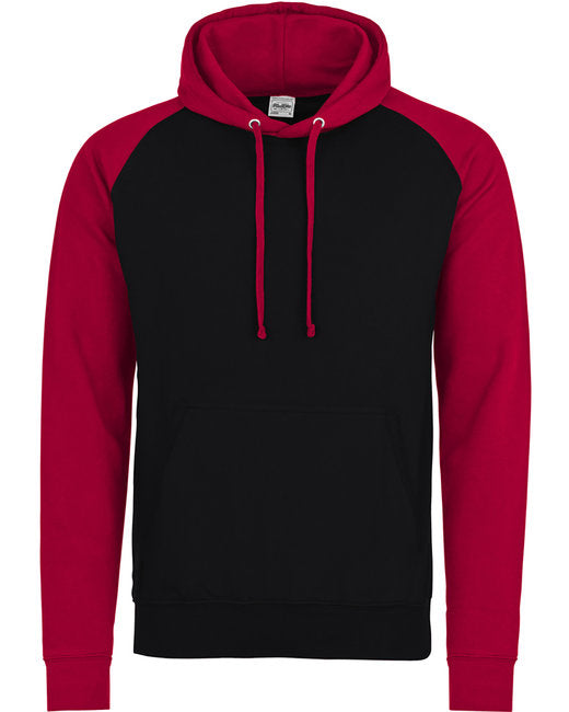 JHA009 Just Hoods By AWDis Adult 80/20 Midweight Contrast Baseball Hooded Sweatshirt