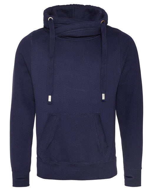 JHA021 Just Hoods By AWDis Men's Heavyweight Cross Over Neck Hooded Sweatshirt