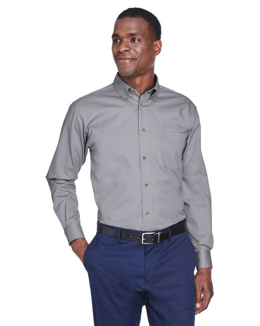 M500 Harriton Men's Easy Blend™ Long-Sleeve Twill Shirt with Stain-Release