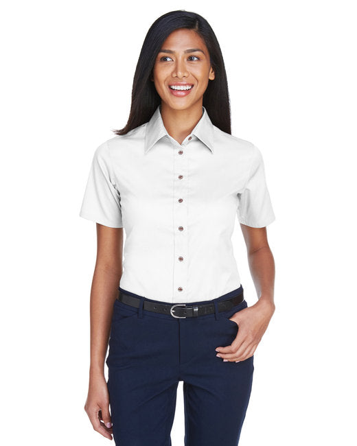 M500SW Harriton Ladies' Easy Blend™ Short-Sleeve Twill Shirt with Stain-Release