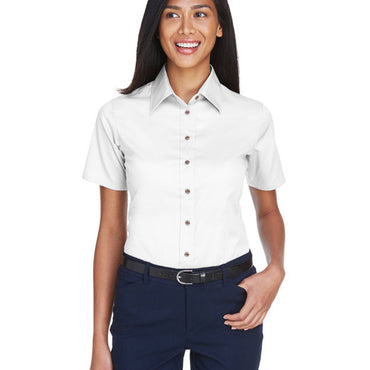 M500SW Harriton Ladies' Easy Blend™ Short-Sleeve Twill Shirt with Stain-Release