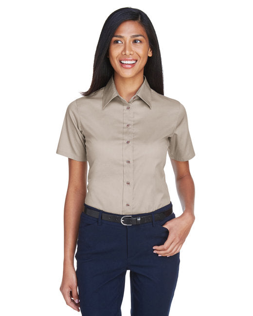 M500SW Harriton Ladies' Easy Blend™ Short-Sleeve Twill Shirt with Stain-Release