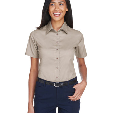 M500SW Harriton Ladies' Easy Blend™ Short-Sleeve Twill Shirt with Stain-Release