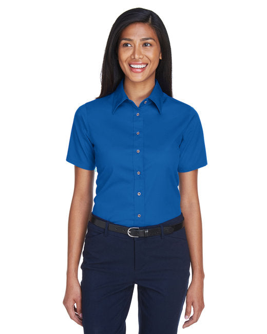 M500SW Harriton Ladies' Easy Blend™ Short-Sleeve Twill Shirt with Stain-Release