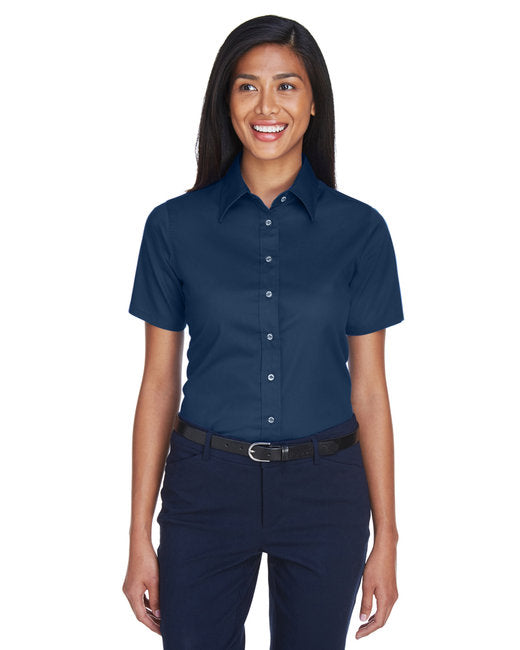 M500SW Harriton Ladies' Easy Blend™ Short-Sleeve Twill Shirt with Stain-Release