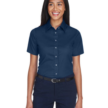 M500SW Harriton Ladies' Easy Blend™ Short-Sleeve Twill Shirt with Stain-Release