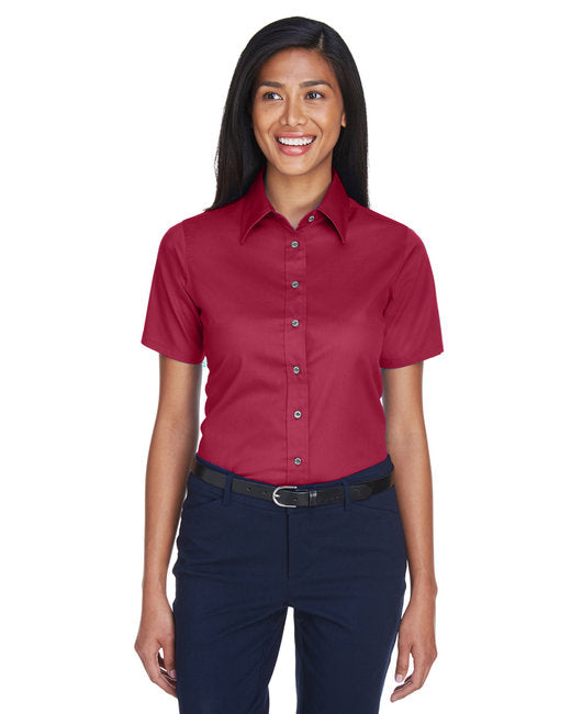 M500SW Harriton Ladies' Easy Blend™ Short-Sleeve Twill Shirt with Stain-Release