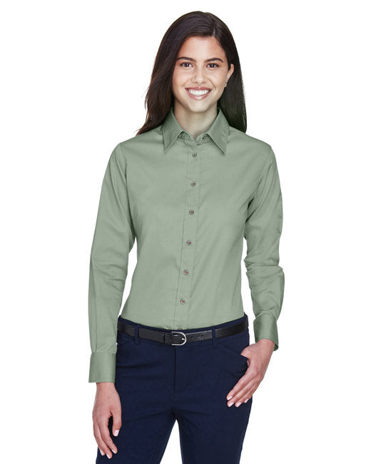 M500W Harriton Ladies' Easy Blend™ Long-Sleeve Twill Shirt with Stain-Release