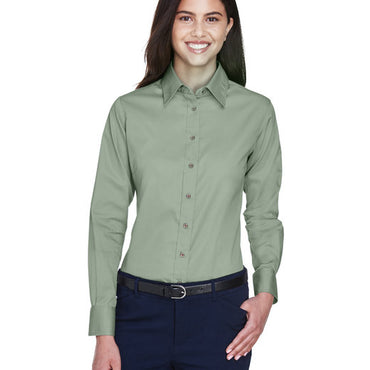 M500W Harriton Ladies' Easy Blend™ Long-Sleeve Twill Shirt with Stain-Release