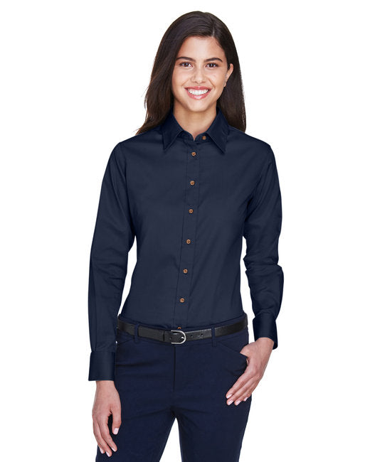 M500W Harriton Ladies' Easy Blend™ Long-Sleeve Twill Shirt with Stain-Release