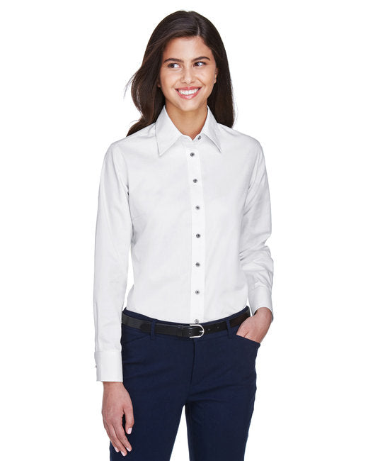 M500W Harriton Ladies' Easy Blend™ Long-Sleeve Twill Shirt with Stain-Release