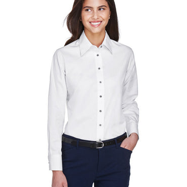 M500W Harriton Ladies' Easy Blend™ Long-Sleeve Twill Shirt with Stain-Release