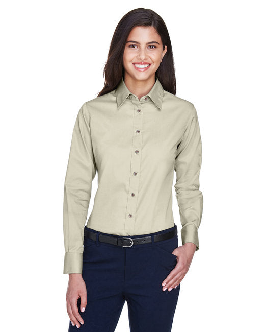 M500W Harriton Ladies' Easy Blend™ Long-Sleeve Twill Shirt with Stain-Release