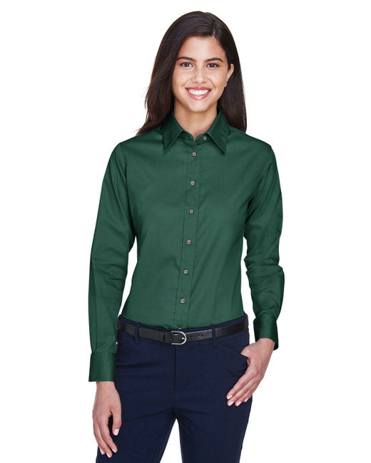 M500W Harriton Ladies' Easy Blend™ Long-Sleeve Twill Shirt with Stain-Release