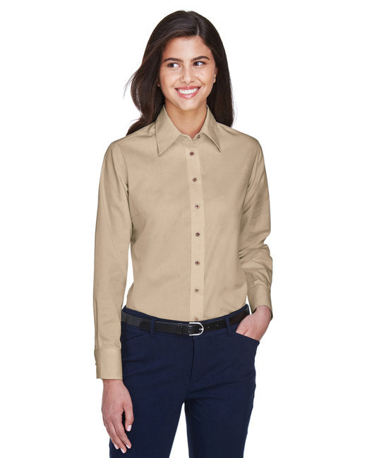 M500W Harriton Ladies' Easy Blend™ Long-Sleeve Twill Shirt with Stain-Release