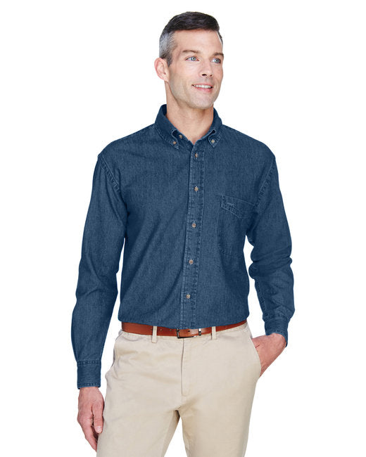 M550T Harriton Men's Tall 6.5 oz. Long-Sleeve Denim Shirt