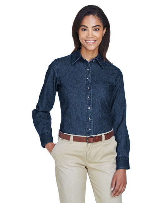 M550W Harriton Ladies' 6.5 oz. Long-Sleeve Denim Shirt