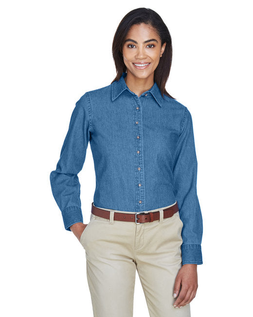 M550W Harriton Ladies' 6.5 oz. Long-Sleeve Denim Shirt