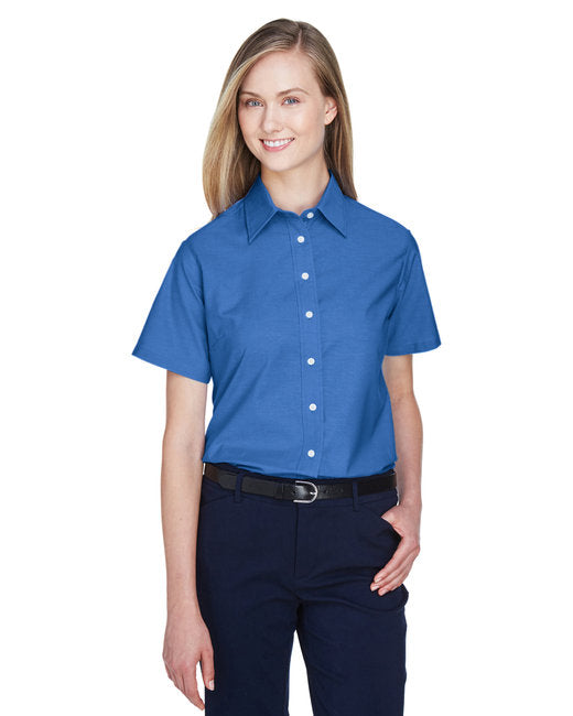 M600SW Harriton Ladies' Short-Sleeve Oxford with Stain-Release