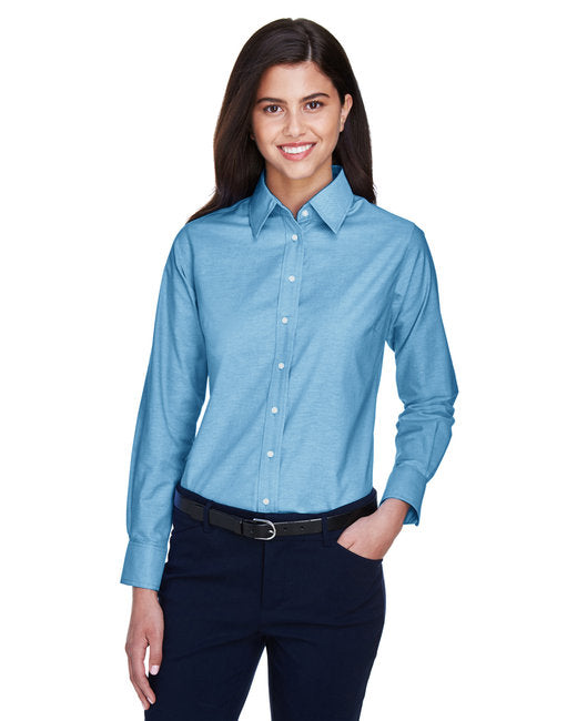 M600W Harriton Ladies' Long-Sleeve Oxford with Stain-Release