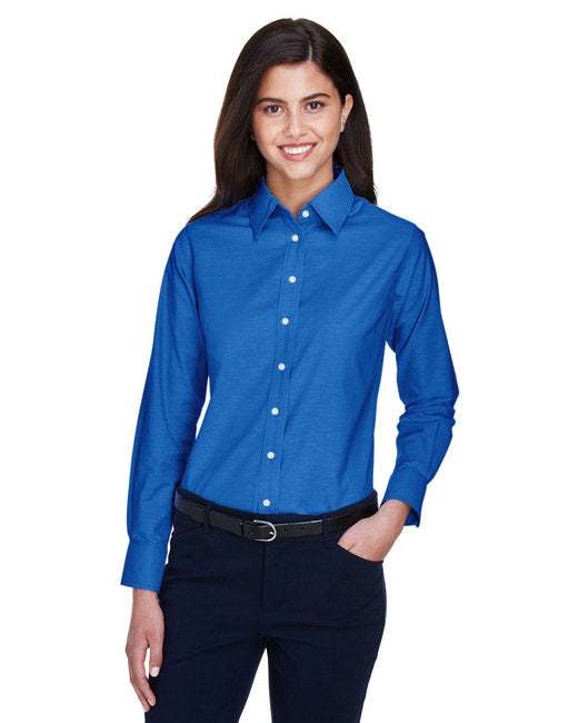 M600W Harriton Ladies' Long-Sleeve Oxford with Stain-Release