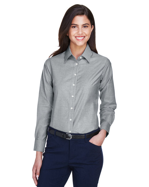 M600W Harriton Ladies' Long-Sleeve Oxford with Stain-Release