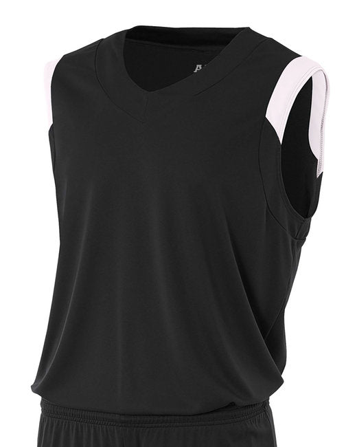 NB2340 A4 Youth Moisture Management V Neck Muscle Shirt