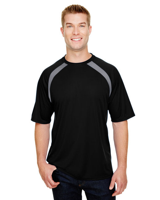 N3001 A4 Men's Spartan Short Sleeve Color Block Crew Neck T-Shirt