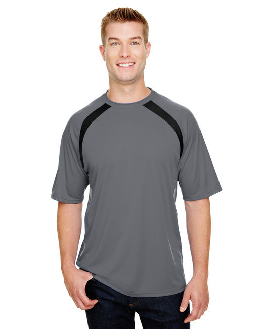 N3001 A4 Men's Spartan Short Sleeve Color Block Crew Neck T-Shirt