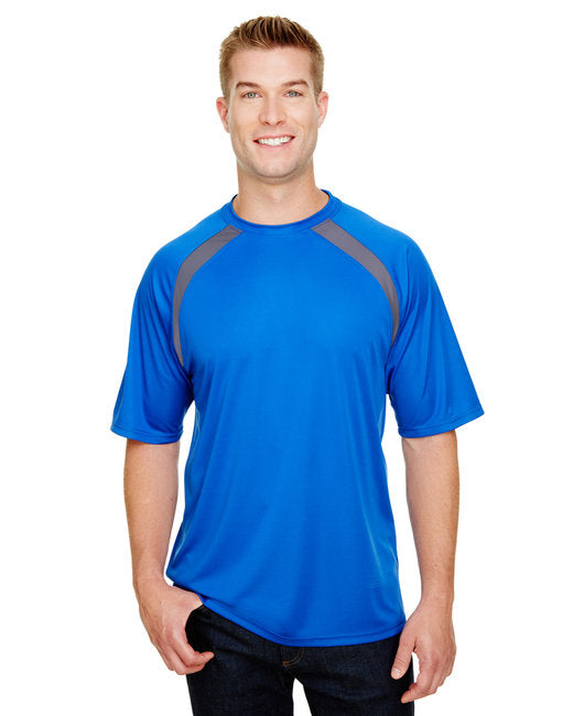 N3001 A4 Men's Spartan Short Sleeve Color Block Crew Neck T-Shirt