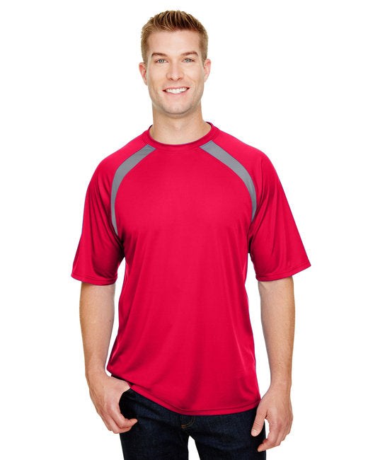 N3001 A4 Men's Spartan Short Sleeve Color Block Crew Neck T-Shirt