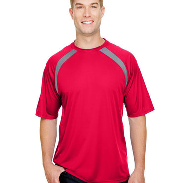 N3001 A4 Men's Spartan Short Sleeve Color Block Crew Neck T-Shirt