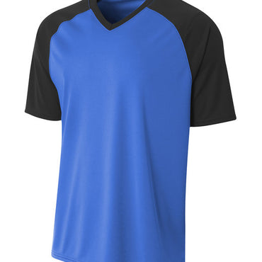 N3373 A4 Adult Polyester V-Neck Strike Jersey with Contrast Sleeve