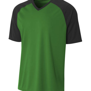 N3373 A4 Adult Polyester V-Neck Strike Jersey with Contrast Sleeve