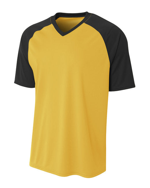 N3373 A4 Adult Polyester V-Neck Strike Jersey with Contrast Sleeve