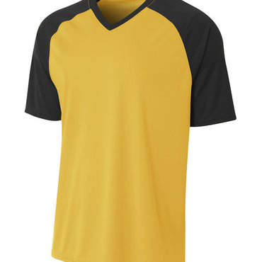 N3373 A4 Adult Polyester V-Neck Strike Jersey with Contrast Sleeve