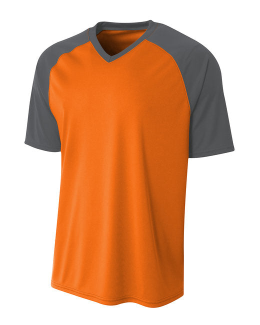 N3373 A4 Adult Polyester V-Neck Strike Jersey with Contrast Sleeve