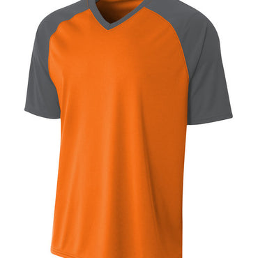 N3373 A4 Adult Polyester V-Neck Strike Jersey with Contrast Sleeve