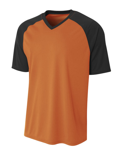 N3373 A4 Adult Polyester V-Neck Strike Jersey with Contrast Sleeve