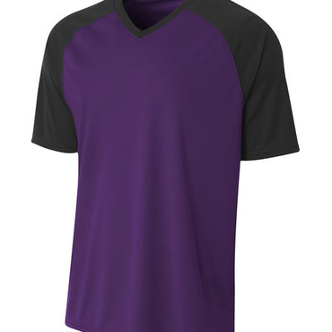 N3373 A4 Adult Polyester V-Neck Strike Jersey with Contrast Sleeve