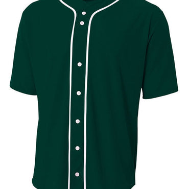 NB4184 A4 Youth Short Sleeve Full Button Baseball Jersey