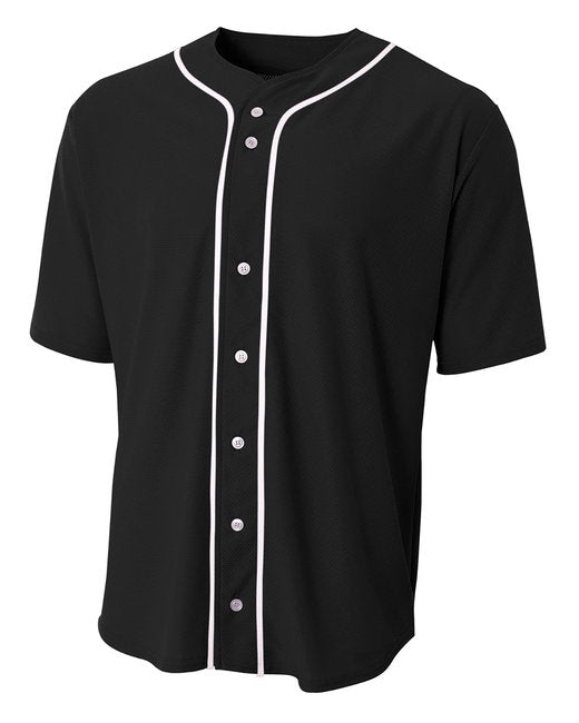 NB4184 A4 Youth Short Sleeve Full Button Baseball Jersey