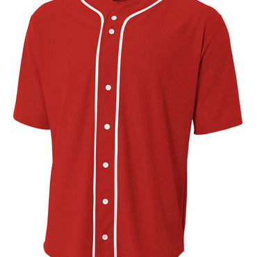 NB4184 A4 Youth Short Sleeve Full Button Baseball Jersey