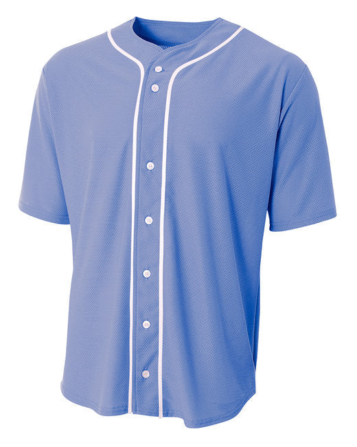 NB4184 A4 Youth Short Sleeve Full Button Baseball Jersey