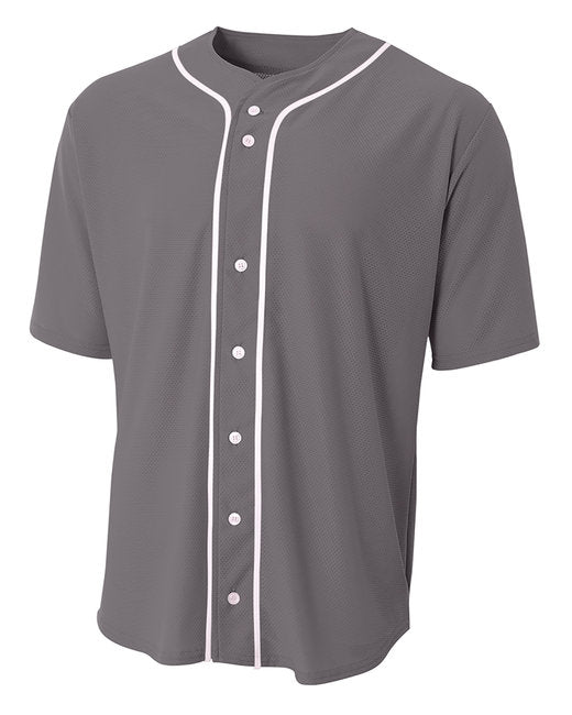 NB4184 A4 Youth Short Sleeve Full Button Baseball Jersey