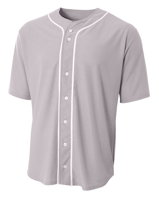 NB4184 A4 Youth Short Sleeve Full Button Baseball Jersey