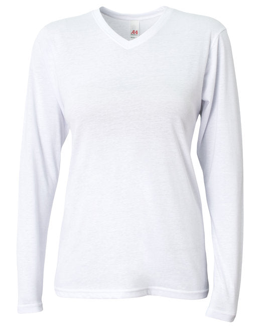 NW3029 A4 Ladies' Long-Sleeve Softek V-Neck T-Shirt