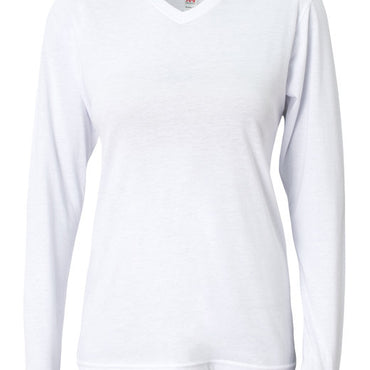 NW3029 A4 Ladies' Long-Sleeve Softek V-Neck T-Shirt